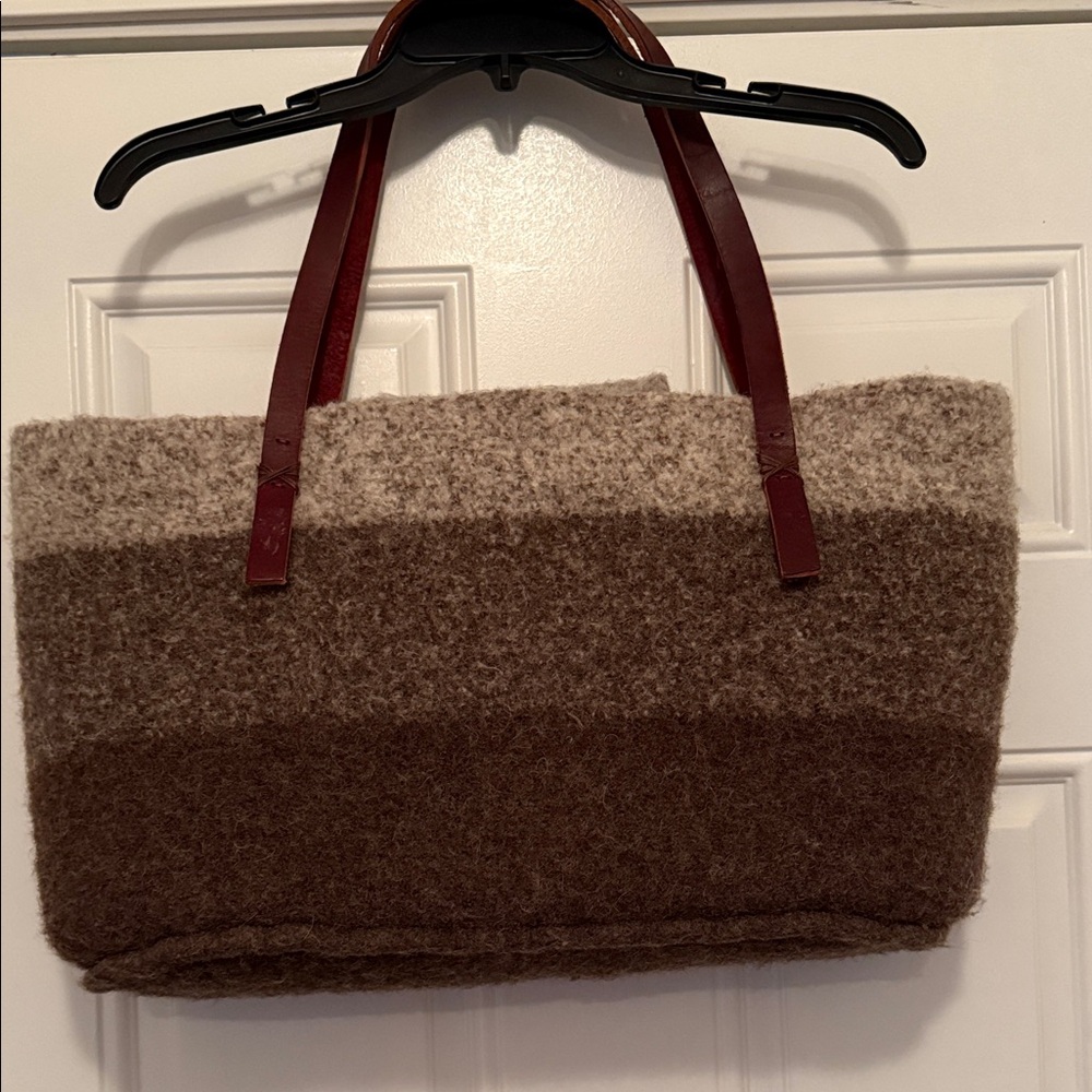 100% wool Brown and Cream Tote Bag - Picture 4 of 6